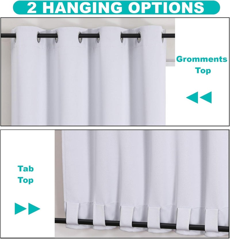 Flyfun Outdoor Curtains for Patio Waterproof - Weatherproof Porch & Gazebo Curtains, Grommet Top and Tab Bottom Drape,4 Panel, 52" W x 108" L, White - Image 3